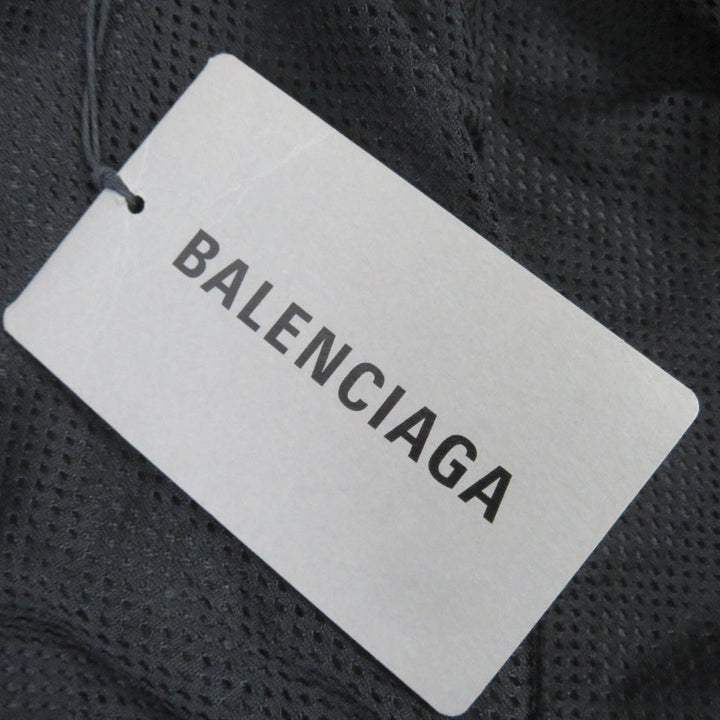 Discounted Excellent BALENCIAGA Blouson Logo printed denim oversized poplin shirt black 34