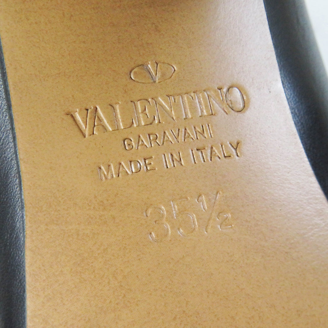 Valentino Garavani short boots Rock stud NERO leather Women 35.5 UW2S0Z80