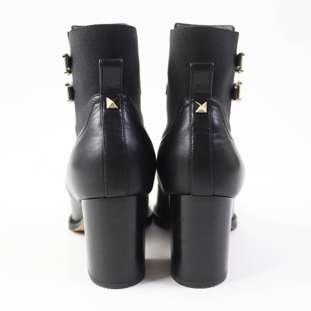 Valentino Garavani short boots Rock stud NERO leather Women 35.5 UW2S0Z80