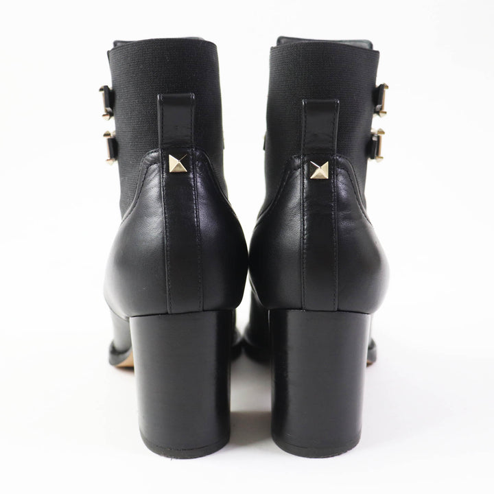 Valentino Garavani short boots Rock stud NERO leather Women 35.5 UW2S0Z80