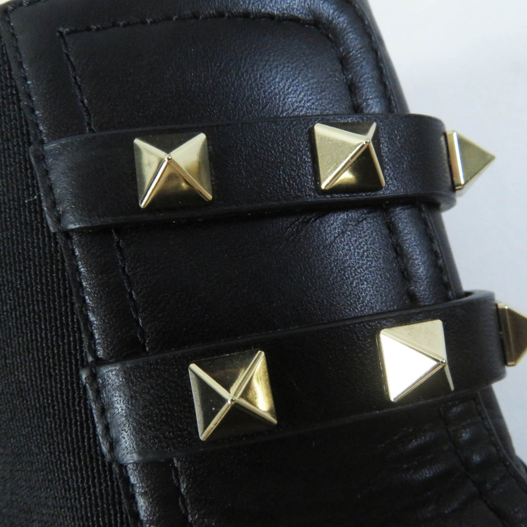 Valentino Garavani short boots Rock stud NERO leather Women 35.5 UW2S0Z80