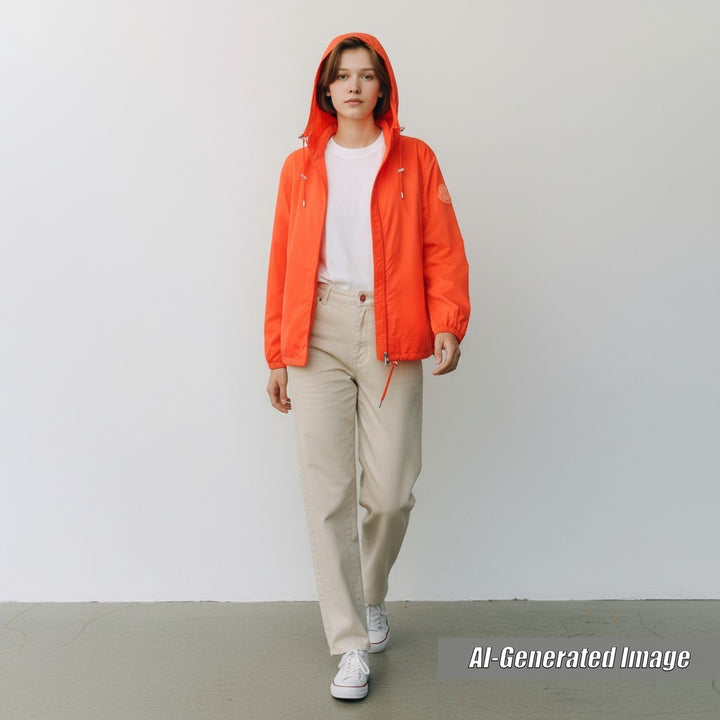 Discounted Pristine MONCLER Nylon jacket ALEXANDRITE Hooded with logo patch Orange 1