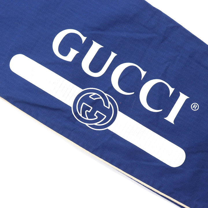 Great GUCCI Pants Logo print straight long easy blue cotton mens 46 625880