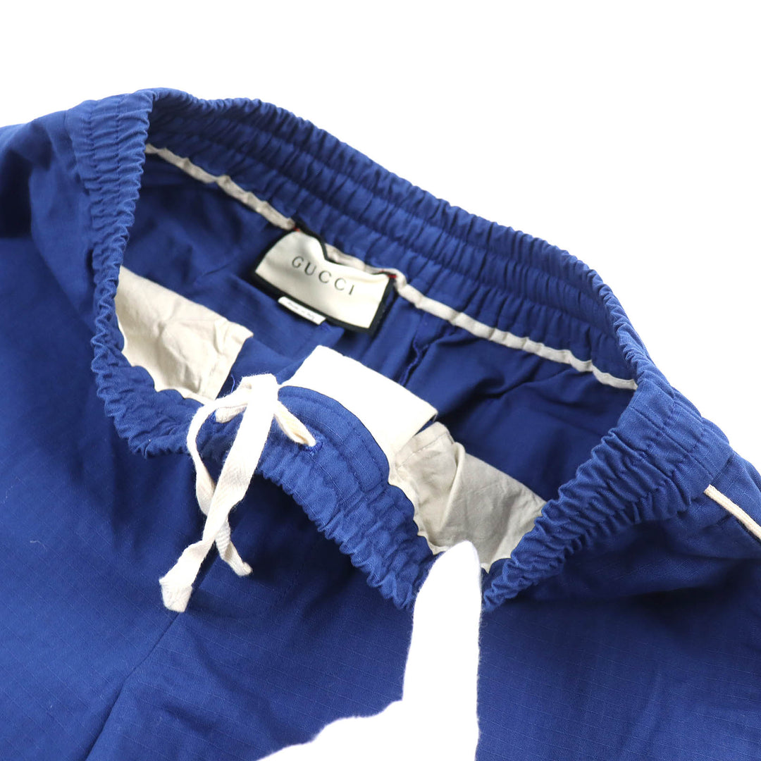 Great GUCCI Pants Logo print straight long easy blue cotton mens 46 625880