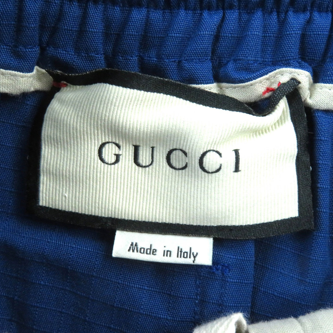 Great GUCCI Pants Logo print straight long easy blue cotton mens 46 625880