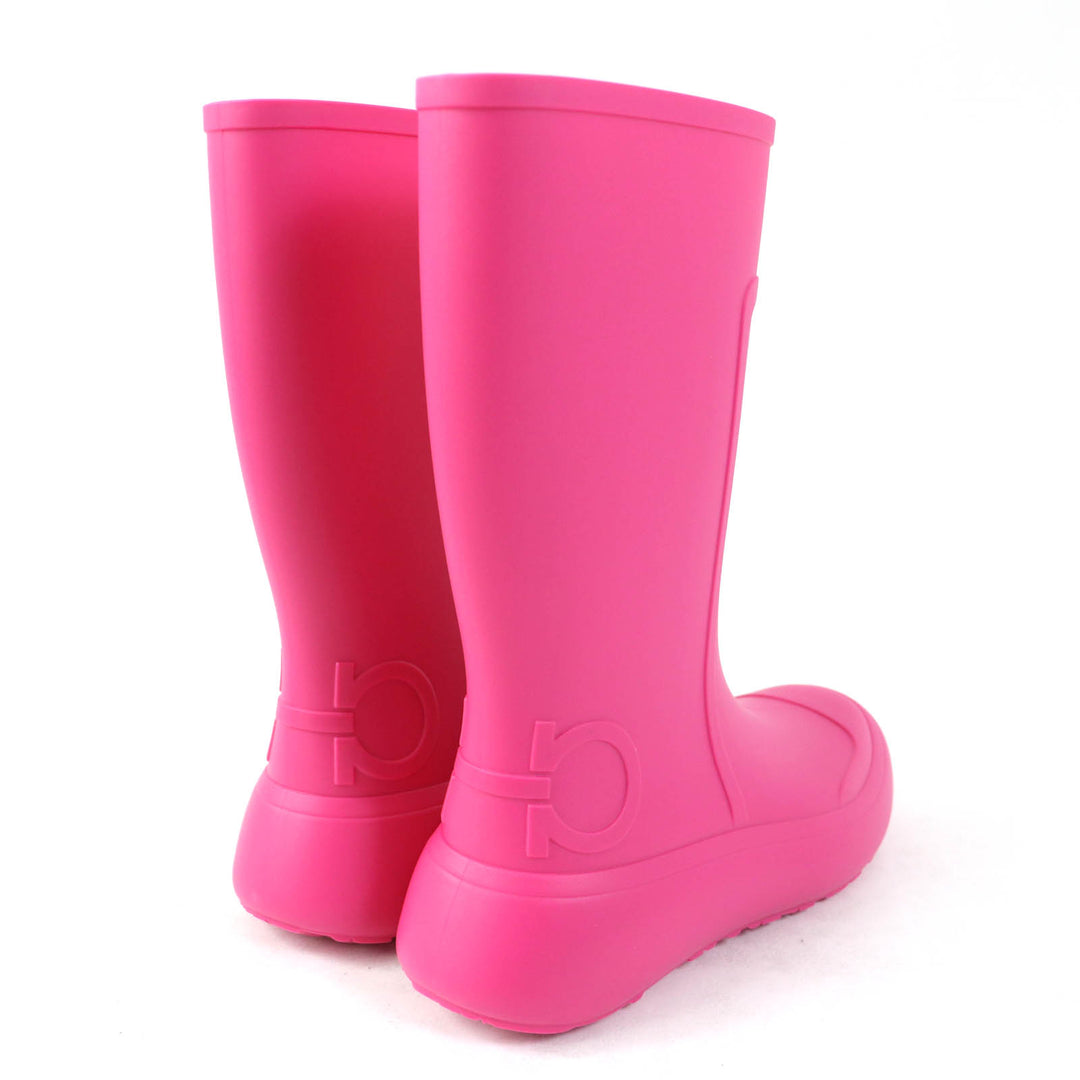 Pristine Salvatore Ferragamo Knee-high boots Gancini rubber boots pink rubber Women 7