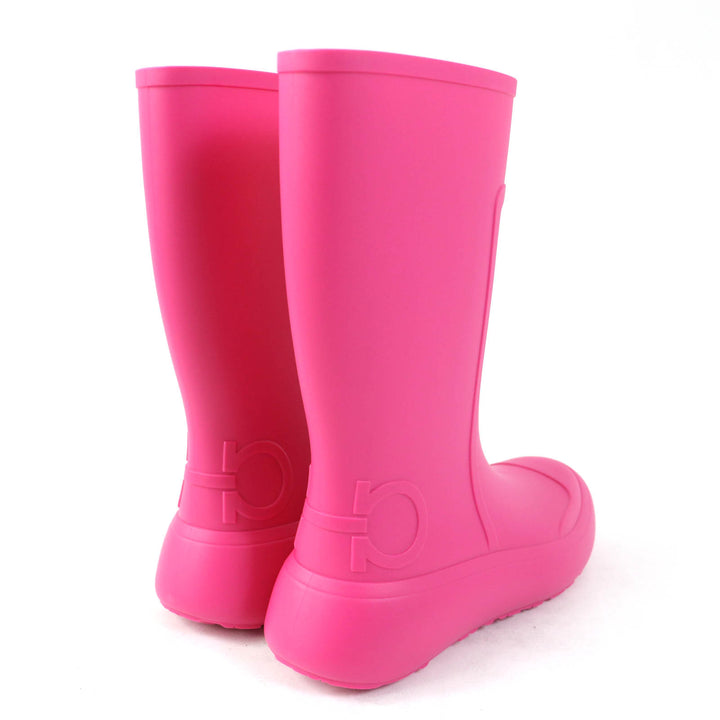 Pristine Salvatore Ferragamo Knee-high boots Gancini rubber boots pink rubber Women 7