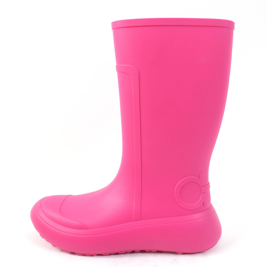 Pristine Salvatore Ferragamo Knee-high boots Gancini rubber boots pink rubber Women 7