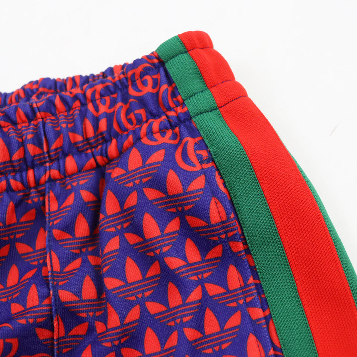 Discounted Excellent GUCCI×adidas Pants Double G Trefoil Logo Web Line Truck Navy red XS
