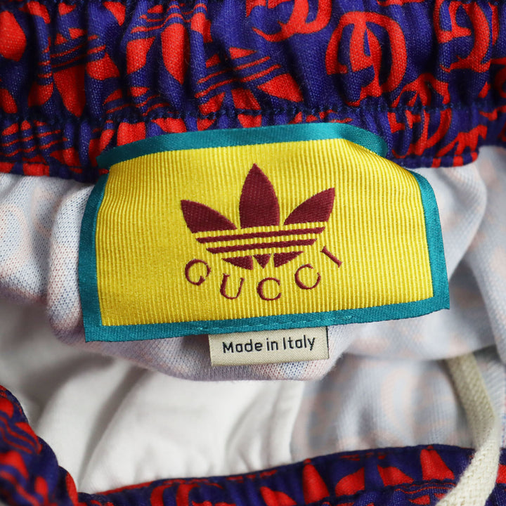 Discounted Excellent GUCCI×adidas Pants Double G Trefoil Logo Web Line Truck Navy red XS