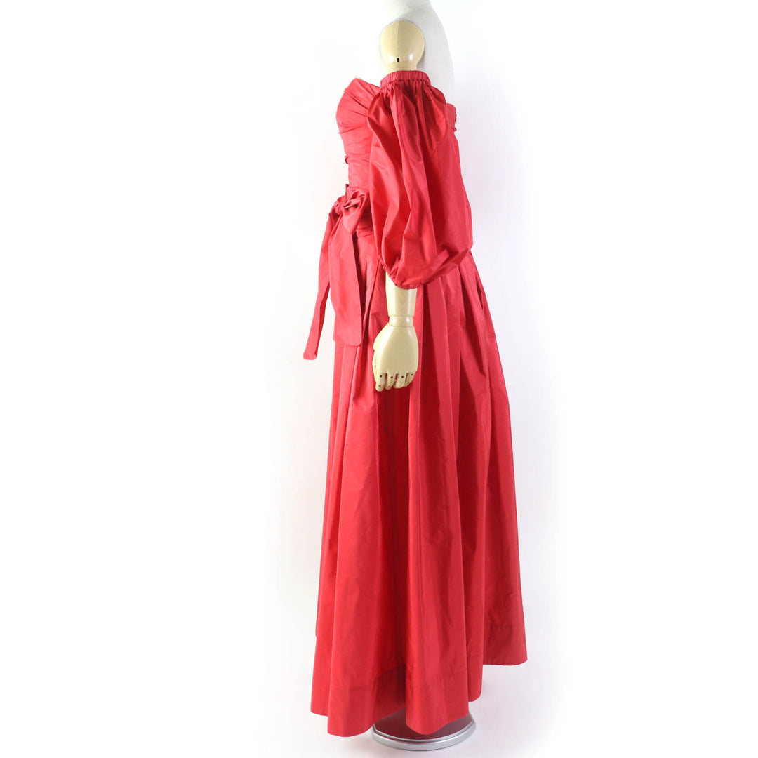 Discounted Great VALENTINO one piece Off-the-Shoulder A-Line Dress Red silk Women 38