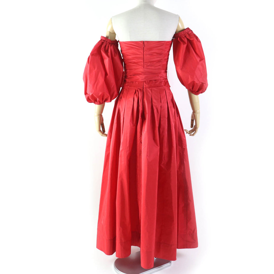 Discounted Great VALENTINO one piece Off-the-Shoulder A-Line Dress Red silk Women 38