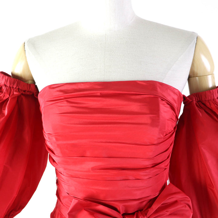 Discounted Great VALENTINO one piece Off-the-Shoulder A-Line Dress Red silk Women 38