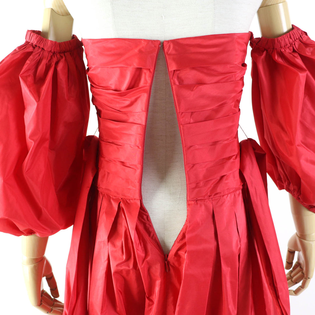 Discounted Great VALENTINO one piece Off-the-Shoulder A-Line Dress Red silk Women 38