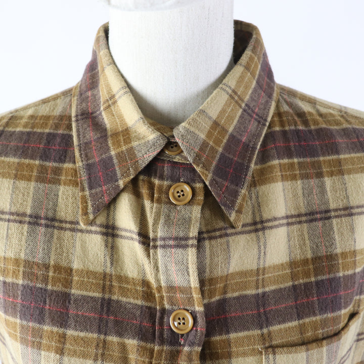 Discounted Excellent GUCCI Short sleeve shirt Check Pattern Cut-off Sleeveless Brown Women