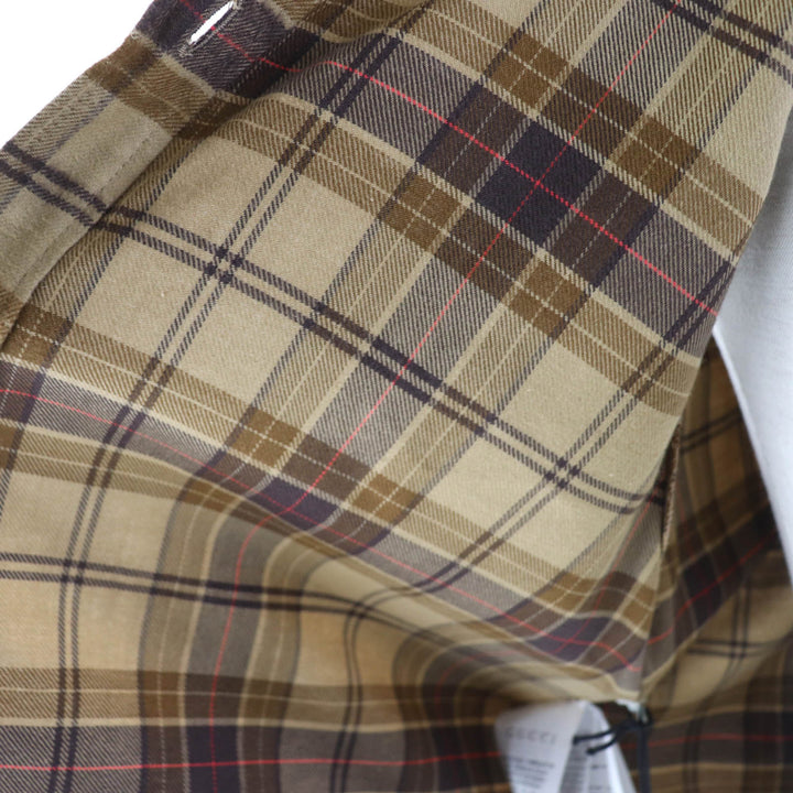 Discounted Excellent GUCCI Short sleeve shirt Check Pattern Cut-off Sleeveless Brown Women