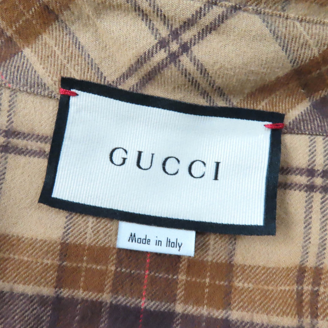 Discounted Excellent GUCCI Short sleeve shirt Check Pattern Cut-off Sleeveless Brown Women