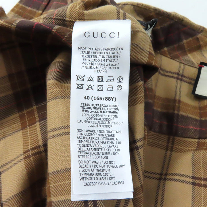Discounted Excellent GUCCI Short sleeve shirt Check Pattern Cut-off Sleeveless Brown Women