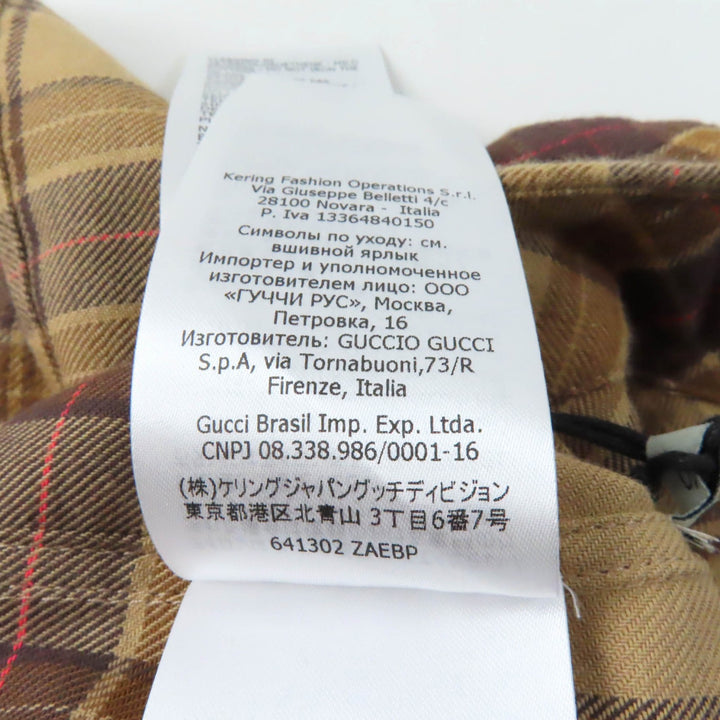 Discounted Excellent GUCCI Short sleeve shirt Check Pattern Cut-off Sleeveless Brown Women