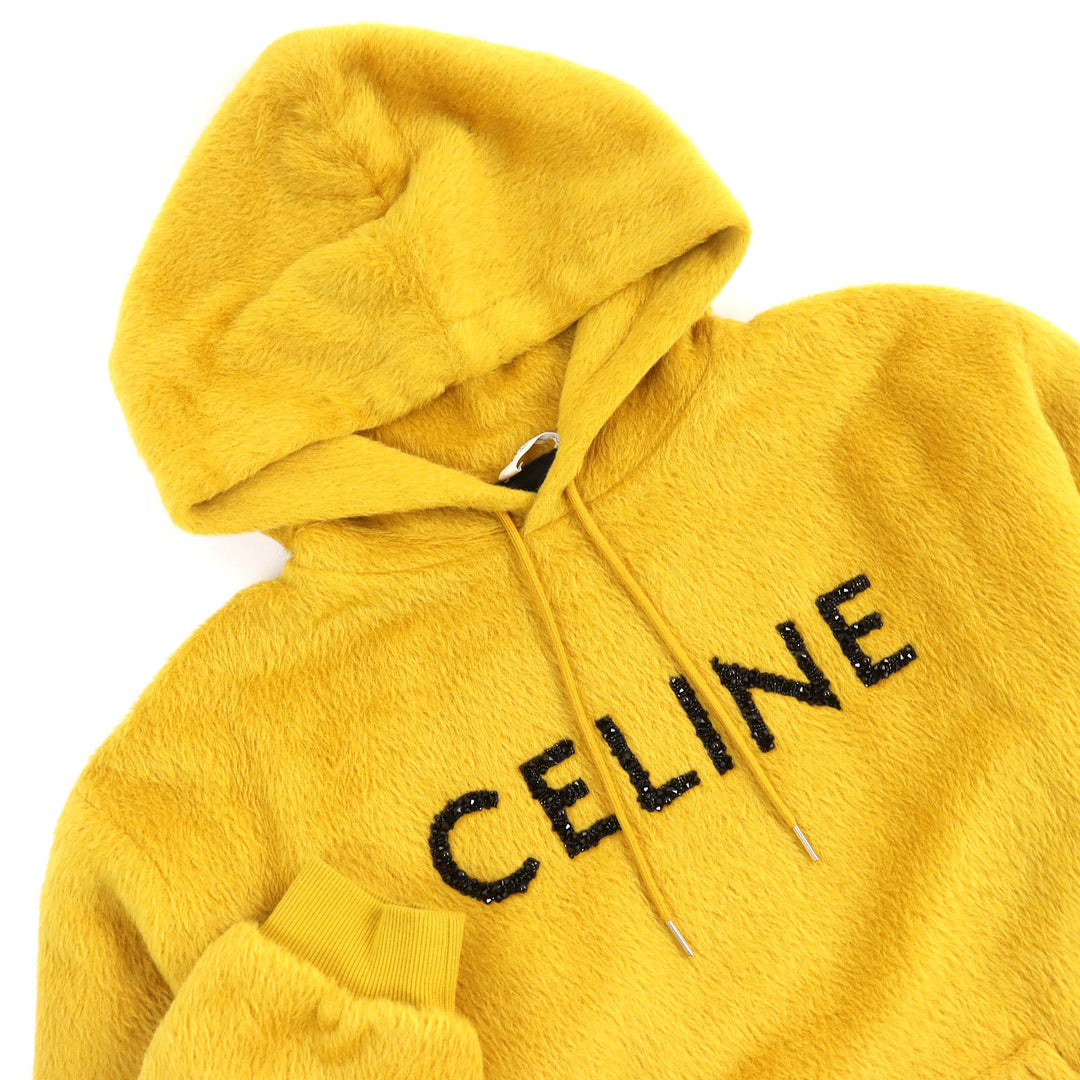 Excellent CELINE Parker Fuzzy wool loose fit hoodie Sequin L 2Y964925R