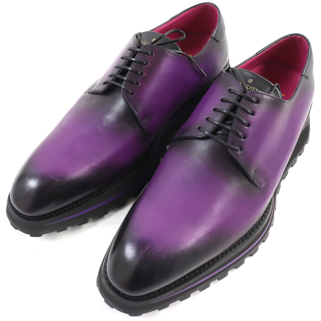 Discounted Excellent LOUIS VUITTON Leather shoes Plain Toe Derby Shoes Purple Gradient