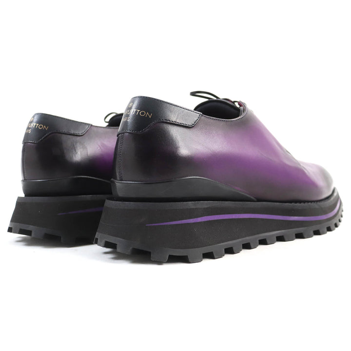 Discounted Excellent LOUIS VUITTON Leather shoes Plain Toe Derby Shoes Purple Gradient