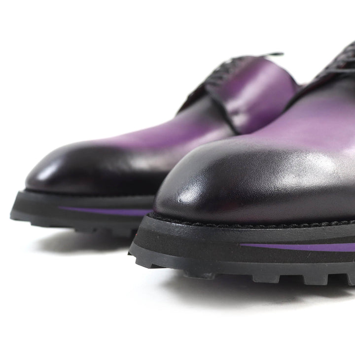 Discounted Excellent LOUIS VUITTON Leather shoes Plain Toe Derby Shoes Purple Gradient