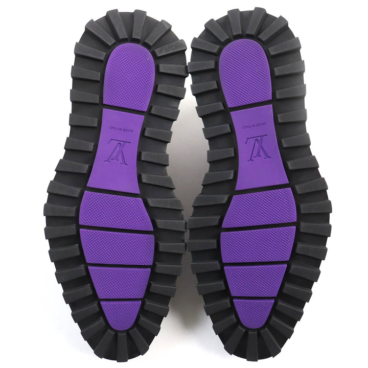 Discounted Excellent LOUIS VUITTON Leather shoes Plain Toe Derby Shoes Purple Gradient