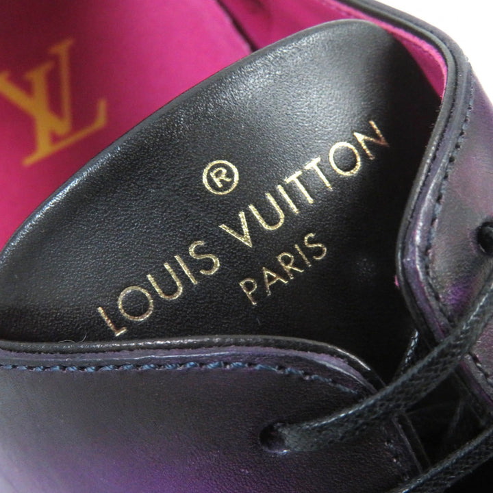 Discounted Excellent LOUIS VUITTON Leather shoes Plain Toe Derby Shoes Purple Gradient