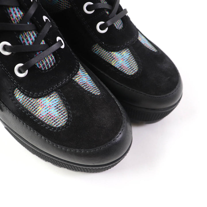 Excellent LOUIS VUITTON Ankle boots Monogram suede lace-ups leather Women 34.5