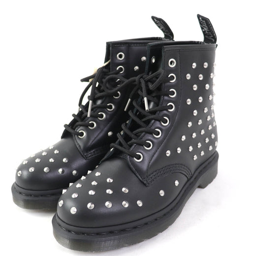 Discounted Pristine Dr.Martens short boots 1460 STUD 8-hole Black Silver leather 27040001