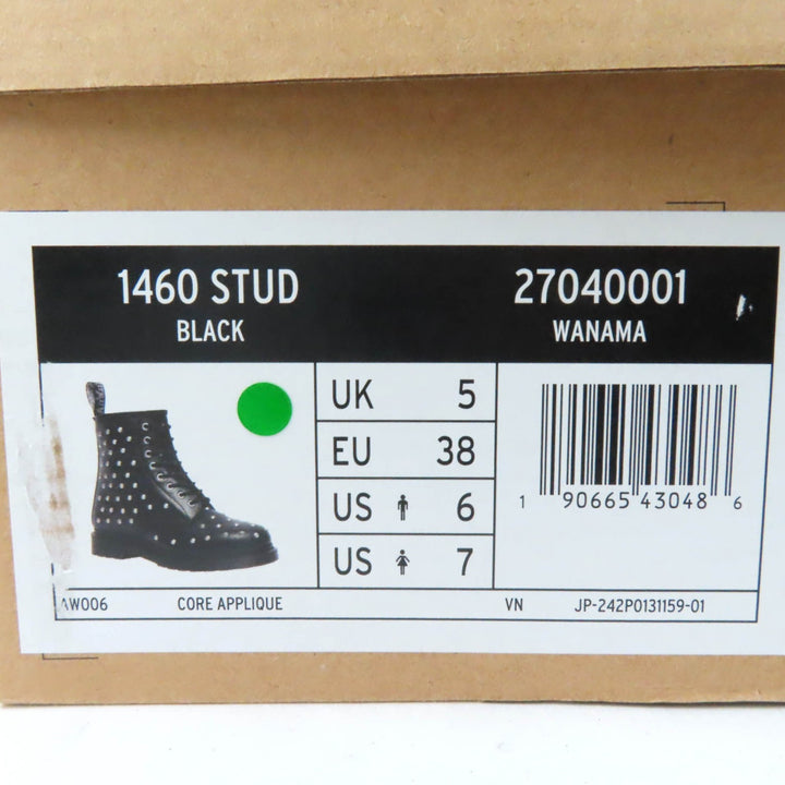 Discounted Pristine Dr.Martens short boots 1460 STUD 8-hole Black Silver leather 27040001