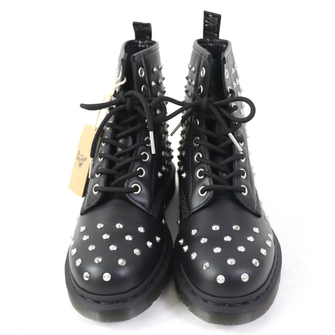 Discounted Pristine Dr.Martens short boots 1460 STUD 8-hole Black Silver leather 27040001
