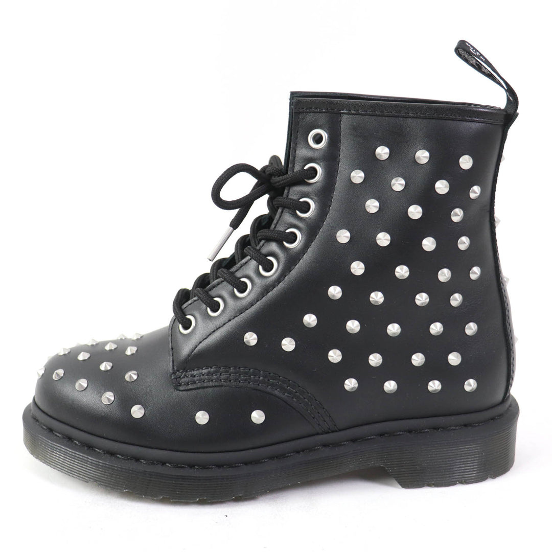 Discounted Pristine Dr.Martens short boots 1460 STUD 8-hole Black Silver leather 27040001