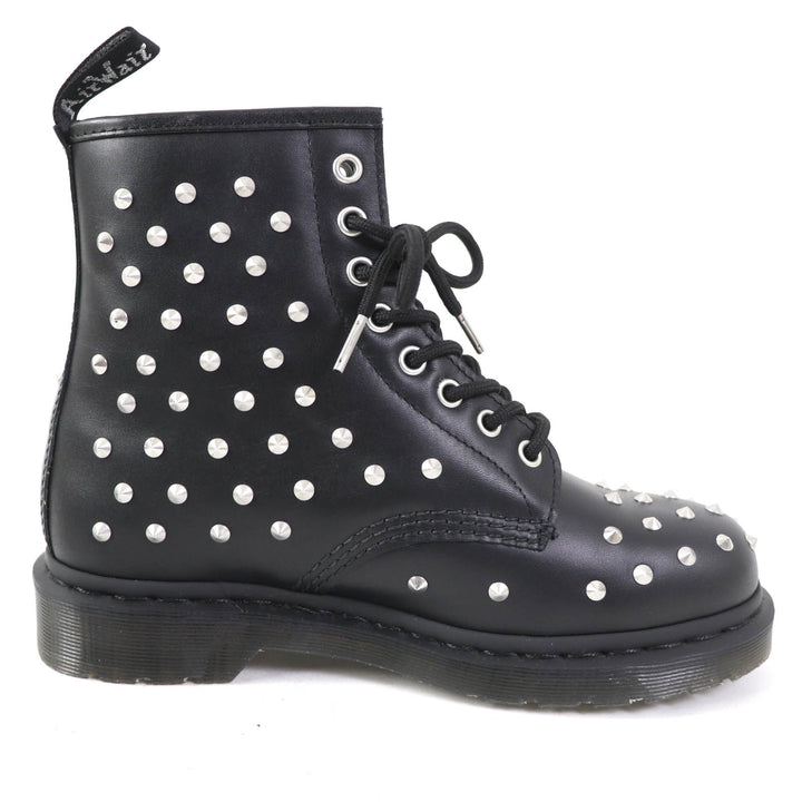 Discounted Pristine Dr.Martens short boots 1460 STUD 8-hole Black Silver leather 27040001