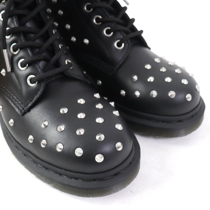 Discounted Pristine Dr.Martens short boots 1460 STUD 8-hole Black Silver leather 27040001