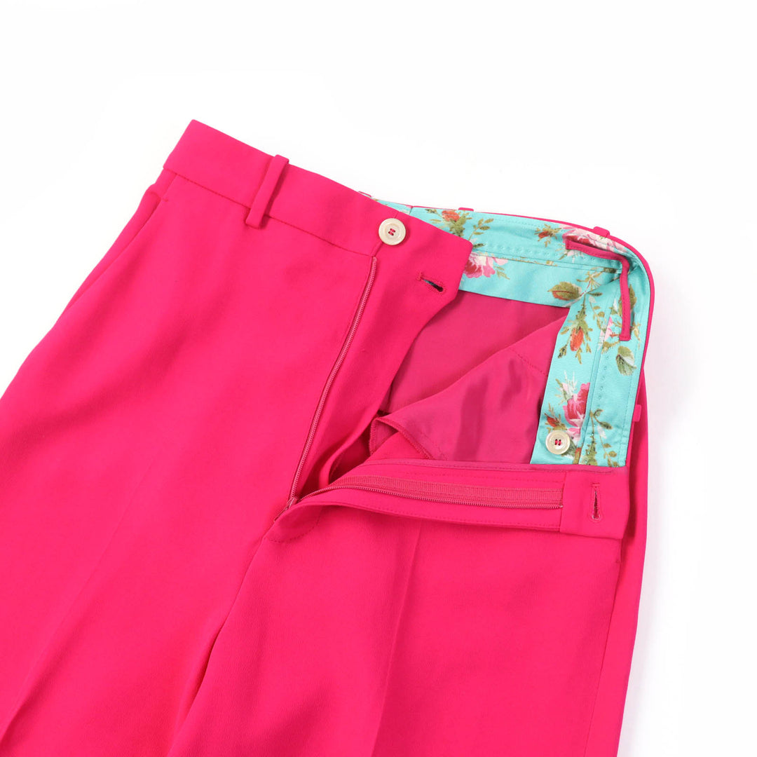 Discounted Great GUCCI Cropped pants Shell logo button waist floral pink Women 38 529540