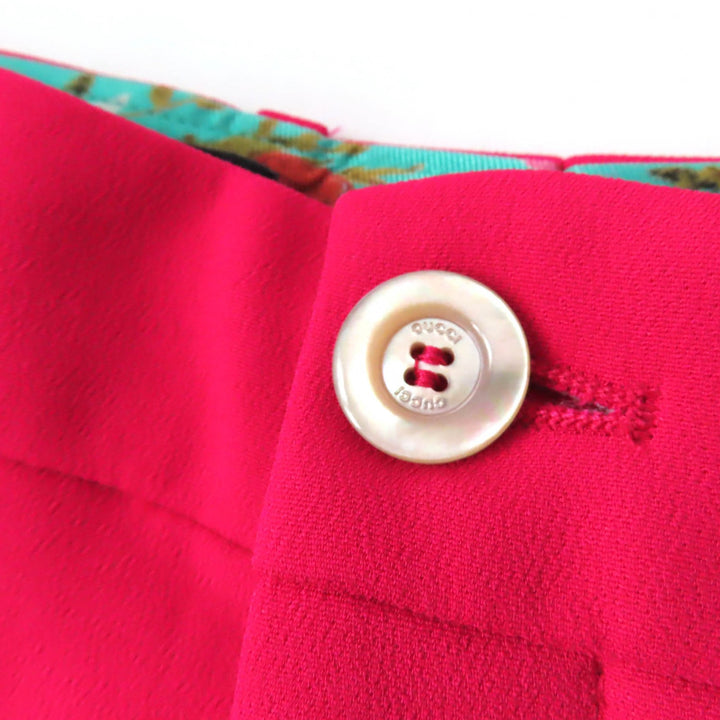 Discounted Great GUCCI Cropped pants Shell logo button waist floral pink Women 38 529540