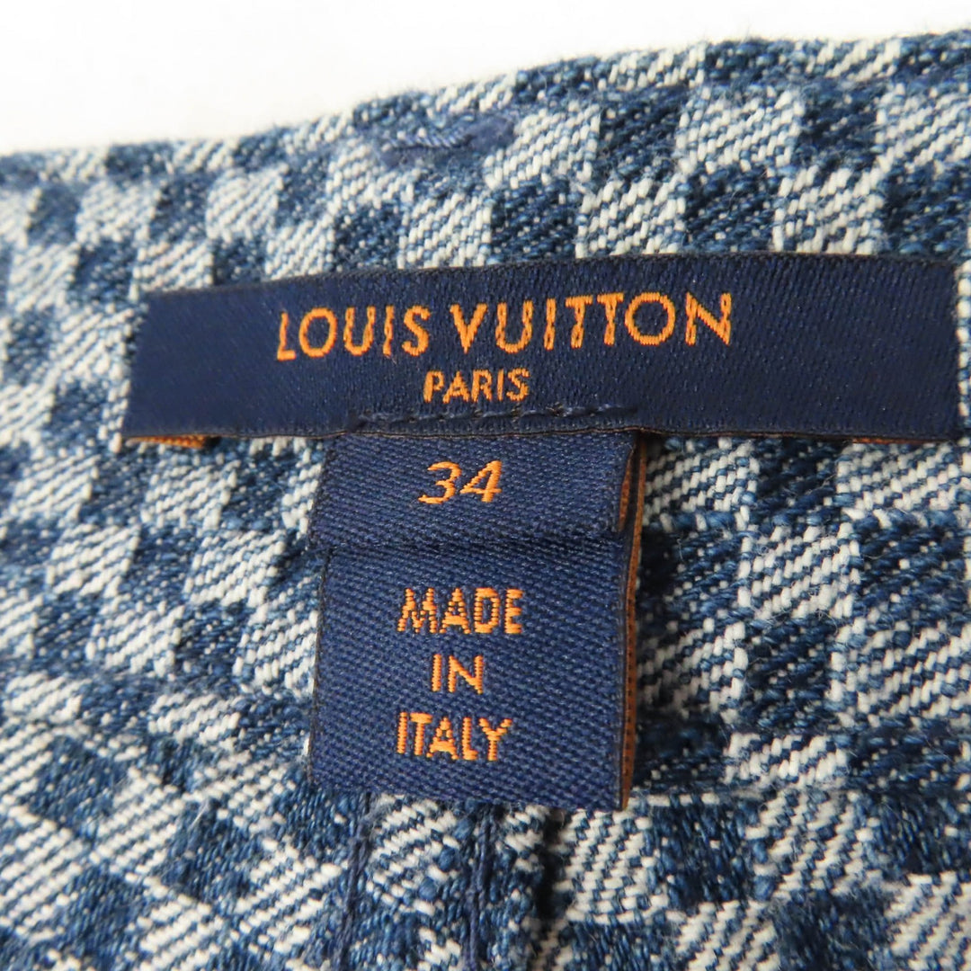 Discounted Great LOUIS VUITTON Denim pants Damier Pattern with Monogram Leather 34