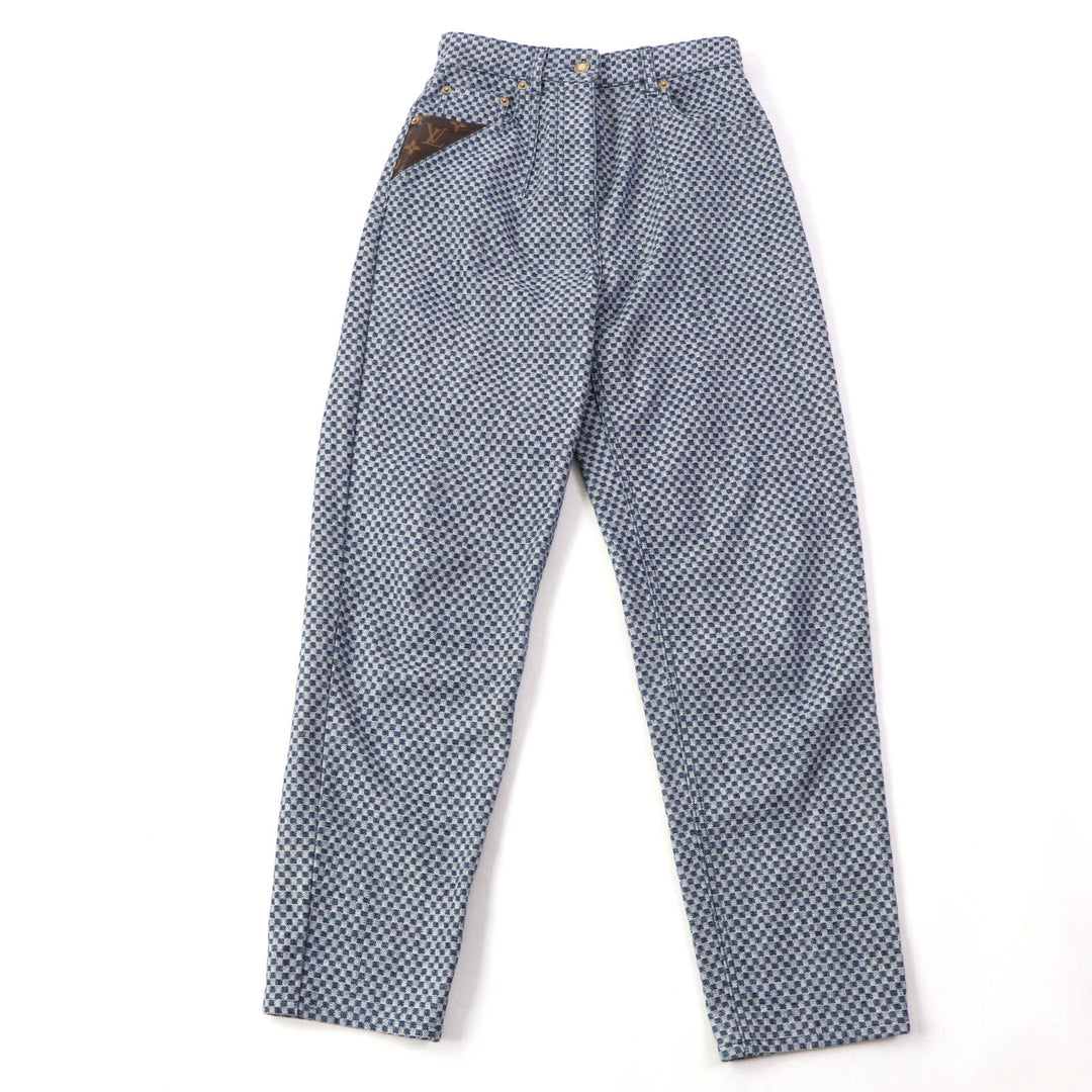 Discounted Great LOUIS VUITTON Denim pants Damier Pattern with Monogram Leather 34