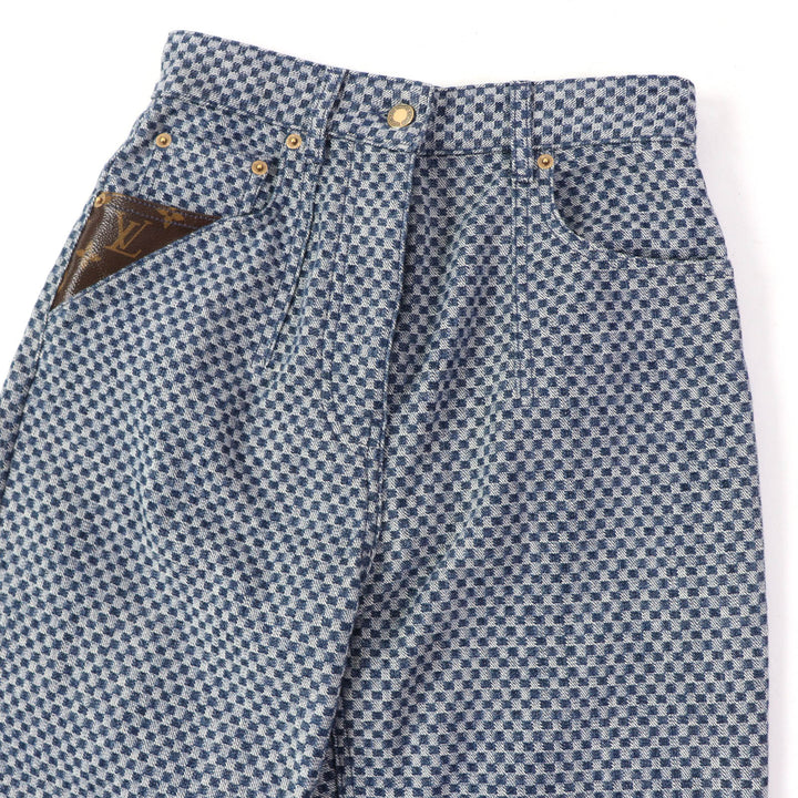 Discounted Great LOUIS VUITTON Denim pants Damier Pattern with Monogram Leather 34