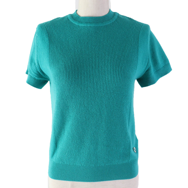 Excellent HERMES Short sleeve knit Short sleeve Green system cashmere Women 36
