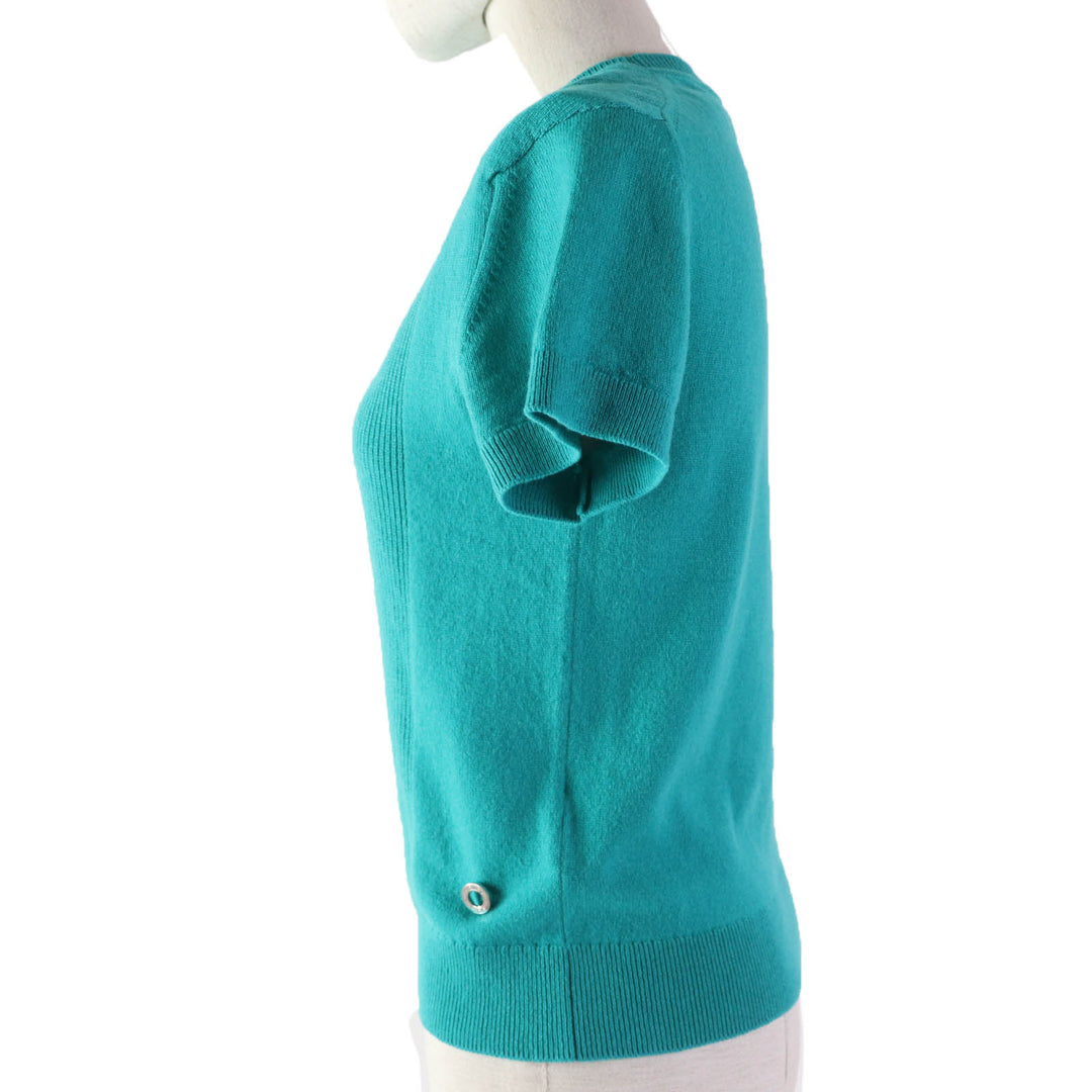 Excellent HERMES Short sleeve knit Short sleeve Green system cashmere Women 36