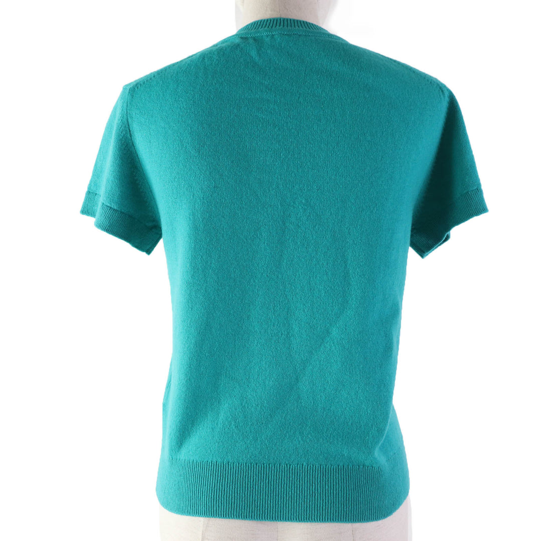 Excellent HERMES Short sleeve knit Short sleeve Green system cashmere Women 36