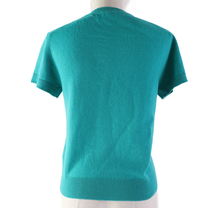 Excellent HERMES Short sleeve knit Short sleeve Green system cashmere Women 36