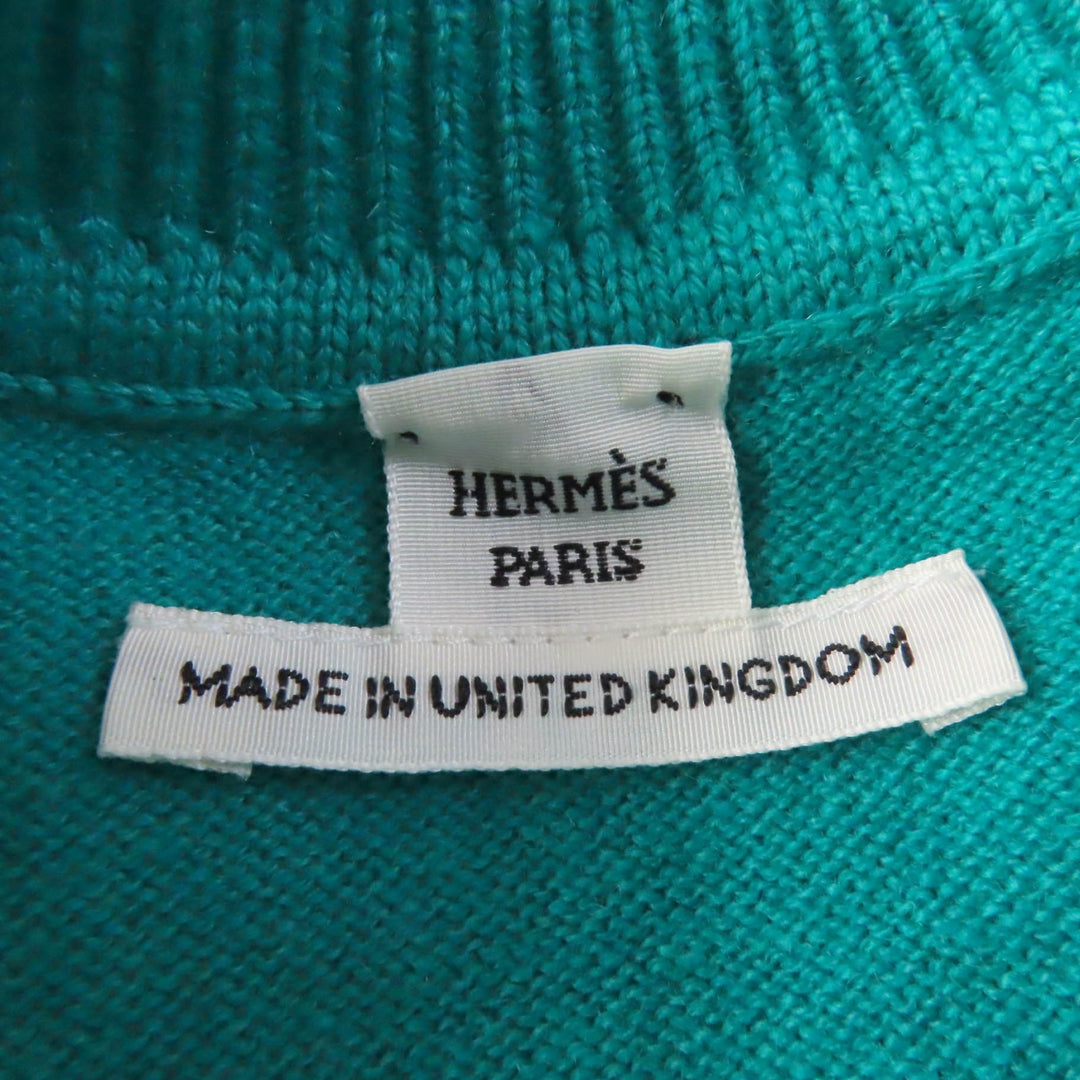 Excellent HERMES Short sleeve knit Short sleeve Green system cashmere Women 36