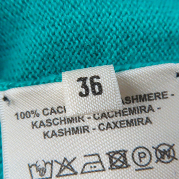 Excellent HERMES Short sleeve knit Short sleeve Green system cashmere Women 36