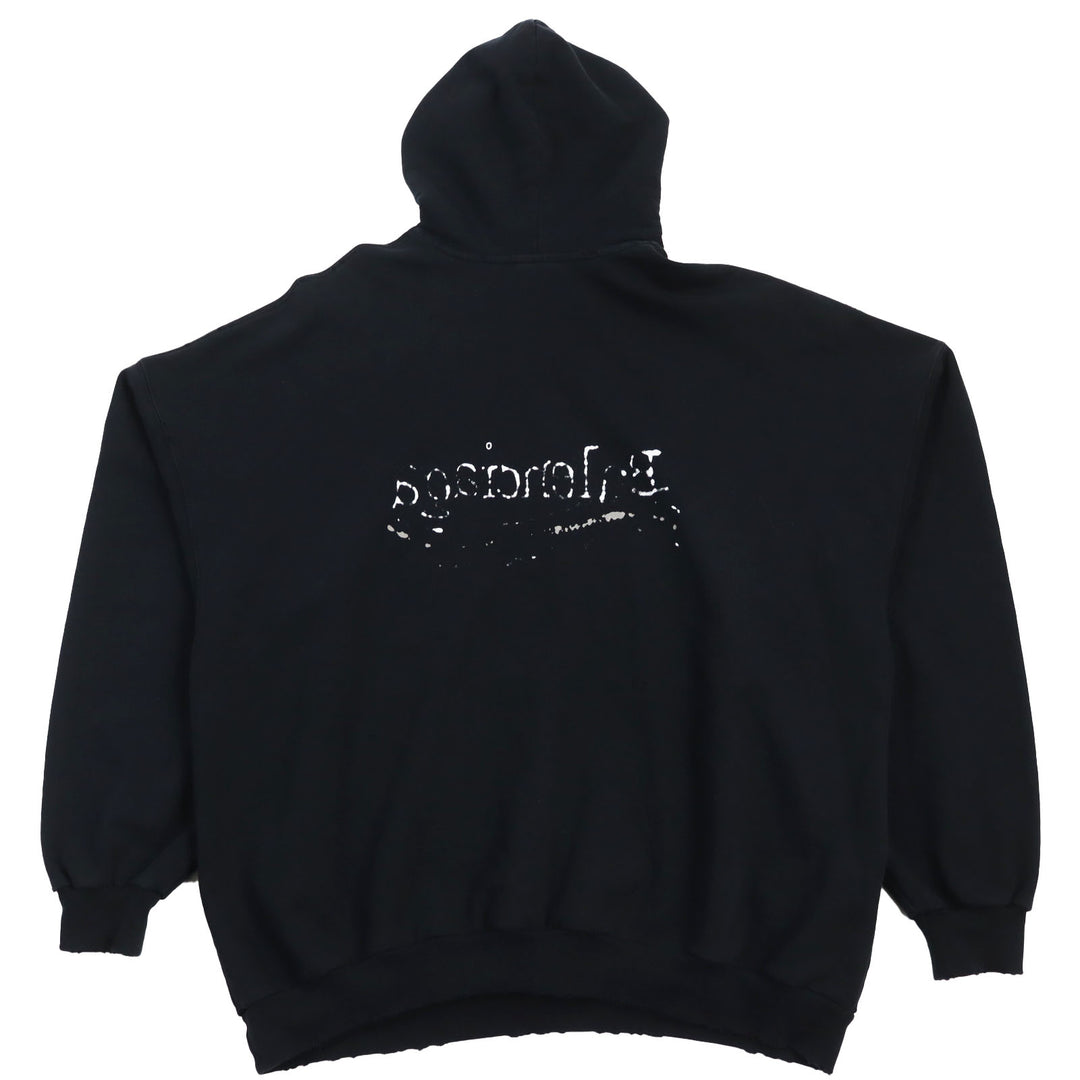 Discounted Great BALENCIAGA hoodie Distressed logo print large fit sweatshirt black 2