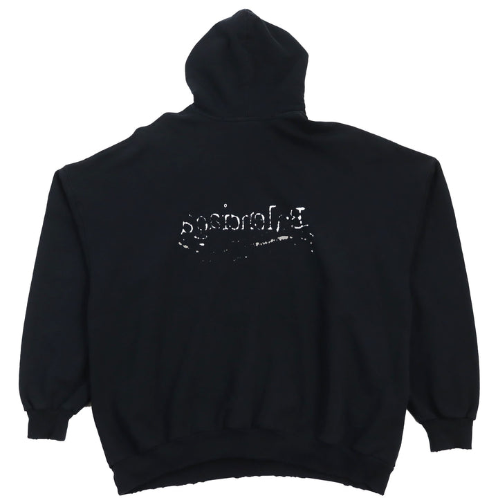 Discounted Great BALENCIAGA hoodie Distressed logo print large fit sweatshirt black 2