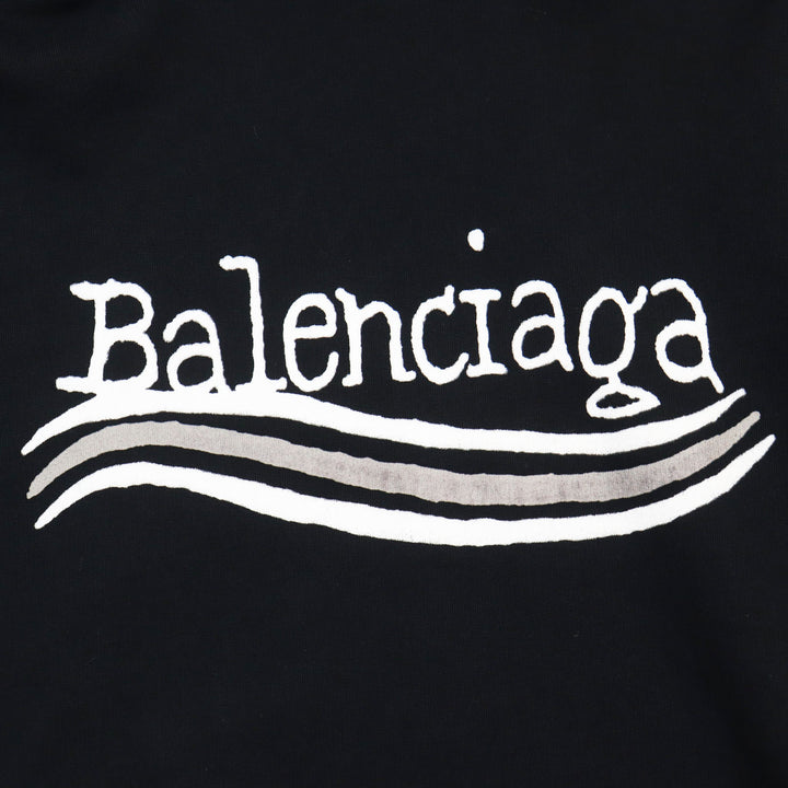 Discounted Great BALENCIAGA hoodie Distressed logo print large fit sweatshirt black 2